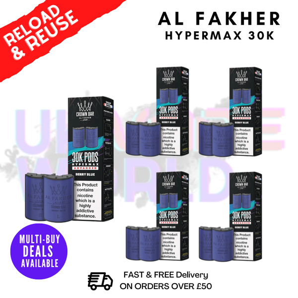 Berry Blue AL Fakher 30K Box Of 5 Replacement Pods