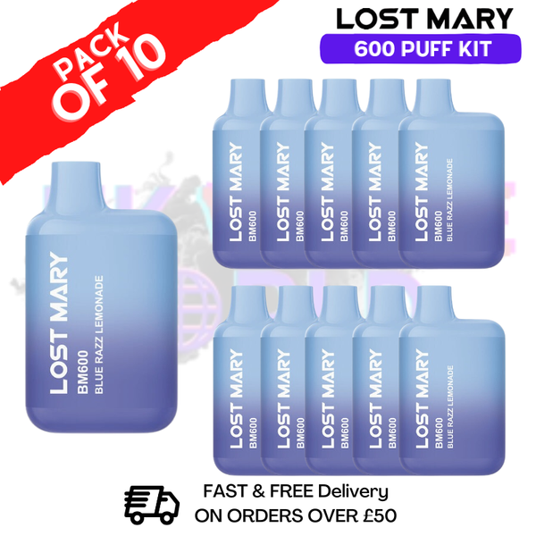 Blue Razz Lemonade Lost Mary 600 Puff Bars Pack Of 10 - ukvapeworld