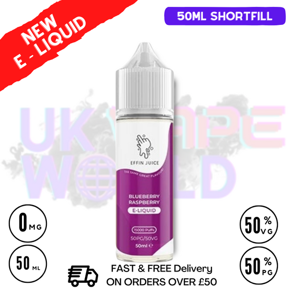 Blue Raspberry EFFIN Juice 50ML Shortfill Eliquid - ONLY £4.00