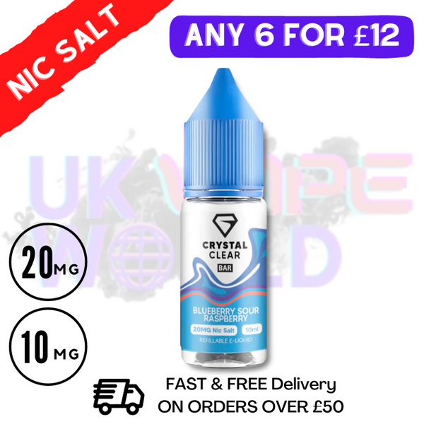 Crystal Clear 'Blue Sour Raspberry' Bar Nic Salt