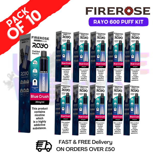 Blue crush Firerose 600 Puff Vape Kits Box of 10 - ukvapeworld