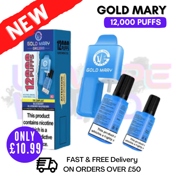 Shop Blueberry Gold Mary 12000 Puff 12K Bar Disposable Kit - UK Vape World