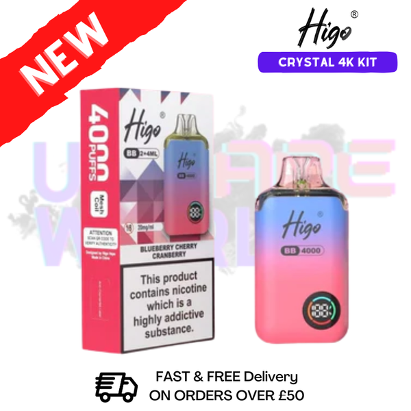 Blueberry Cherry Cranberry Crystal Higo 4000 Puff Prefilled Pod Kit - £9.95 - ukvapeworld