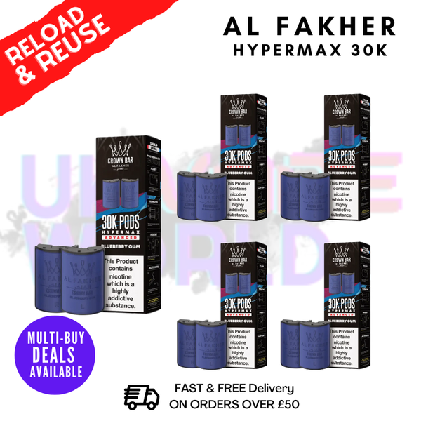 Blueberry Gum AL Fakher 30K Box Of 5 Replacement Pods - ukvapeworld