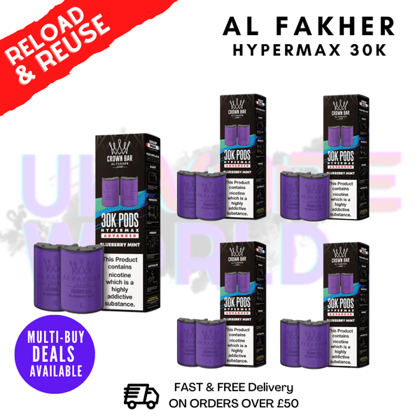 Blueberry Mint AL Fakher 30K Box Of 5 Replacement Pods - ukvapeworld