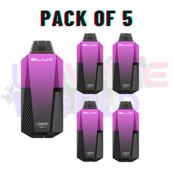 Box Of 5 Blueberry Raspberry Elux CyberOver 6000 Puff 6K Pod Vape Kit