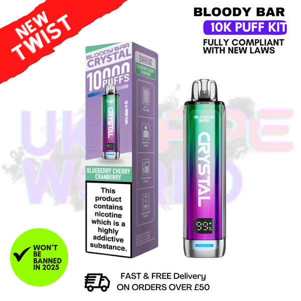 Bloody Bar Crystal Blueberry Cherry Cranberry 10K Puff Pod Kit