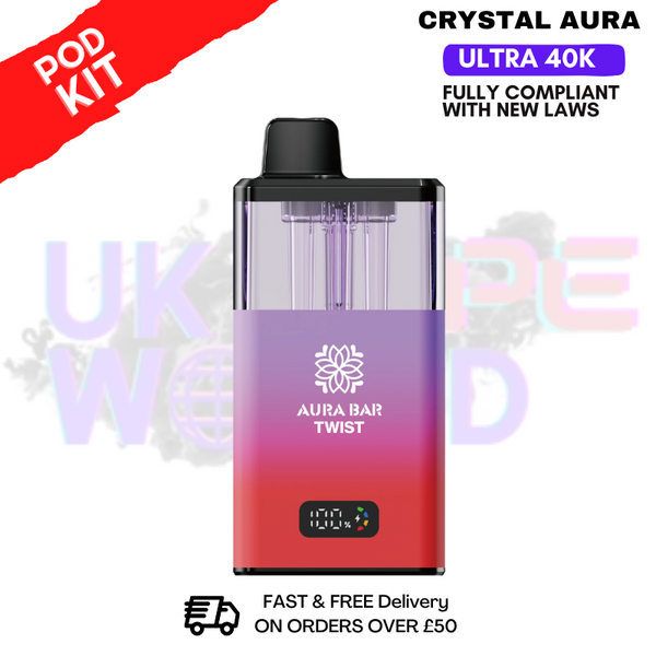 shop Cherry Berry Crystal AURA 40K Puff Pod Kit - ukvapeworld