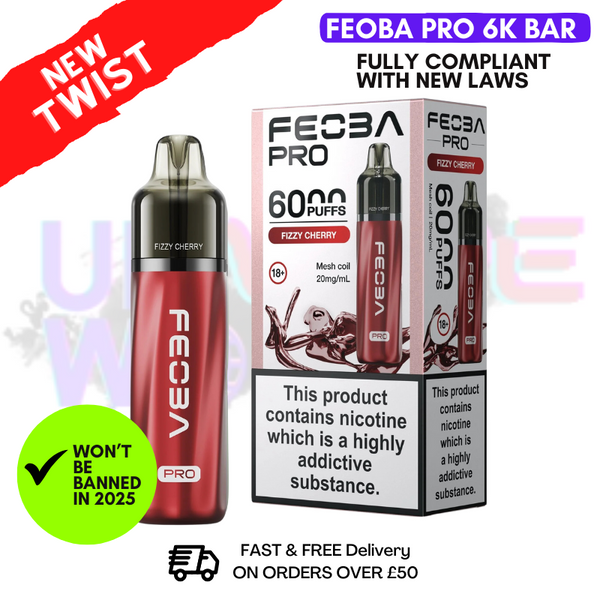 Shop Fizzy Cherry Feoba Pro 6000 6K Puff Pod Kit - UK Vape World