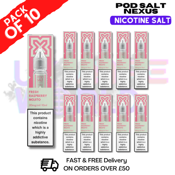 Shop Fresh Raspberry Mojito Pod Salt Nexus Nic Salt Box Of 10 - UK Vape World