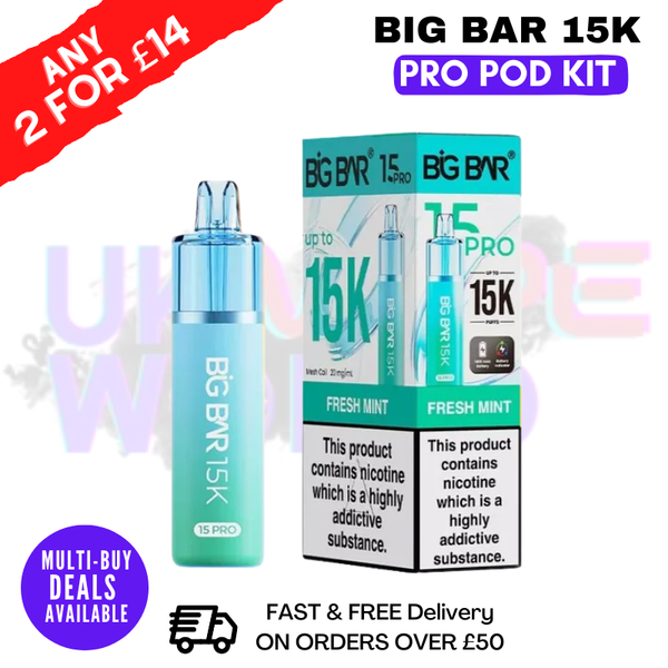 Big Bar 15K Pro 15000 Puff Pod Kit - Any 2 For £14