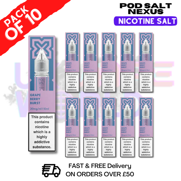 Shop Grape Berry Burst Pod Salt Nexus Nic Salt Box Of 10 - UK Vape World