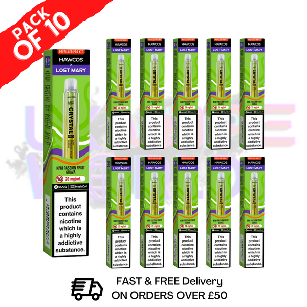 Kiwi Passionfruit Guava Lost Mary Crystal Pro 600 KITS Box Of 10