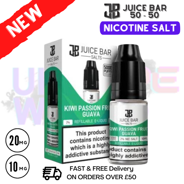 Shop Kiwi Passionfruit Guava Juice Bar Nic Salt 10ML eLiquid Only £1.99 - UK Vape World