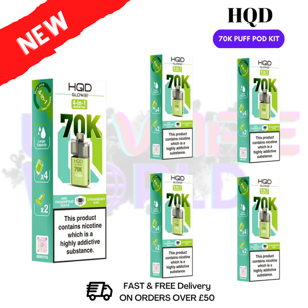 Kiwi Passionfruit GuavaHQD Glow Air 70k Vape Kit Box of 5 - ukvapeworld