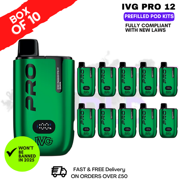 Kiwi Passionfruit Guava IVG Pro 12 Box Of 10 Vape Kits