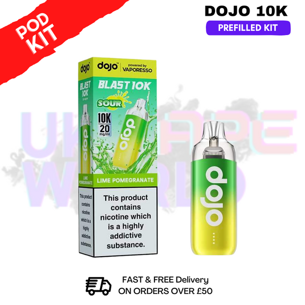 Lime Pomegranate Dojo Blast 10K Puff Prefilled Kit - ukvapeworld