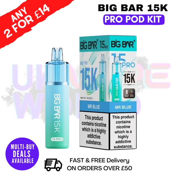Big Bar 15K Pro 15000 Puff Pod Kit - Any 2 For £14