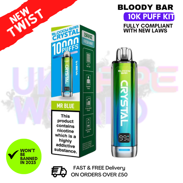 Bloody Bar Crystal Mr Blue 10K Puff Pod Kit