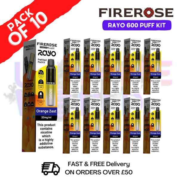 Orange zest Firerose 600 Puff Vape Kits Box of 10 - ukvapeworld