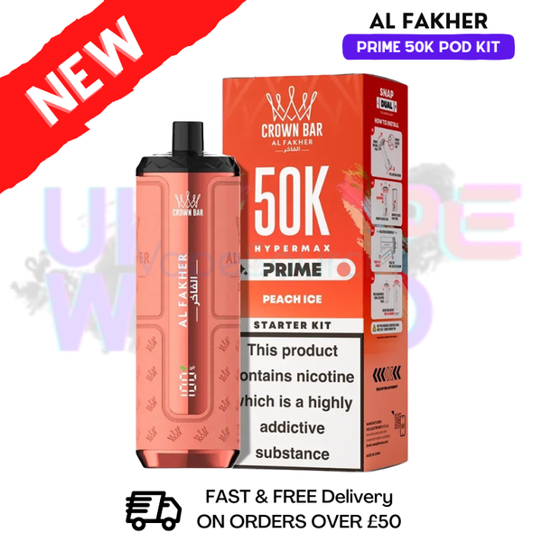 Peach ICE Al Fakher 50K HyperMax Prefilled Pod Kit - 3 For £30