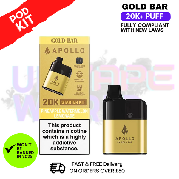 Pineapple Watermelon Lemonade Gold Bar Apollo 20K Prefilled Pod Kit