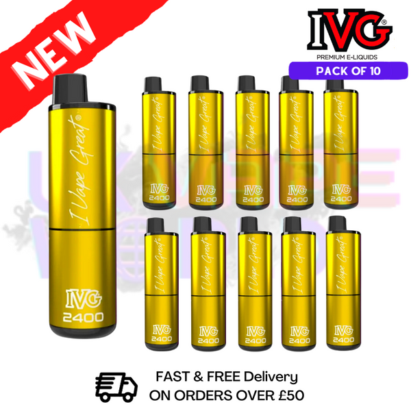 Box Of 10 - Pineapple Edition (NEW) IVG 2400 Disposable Pen Kit - UK Vape World
