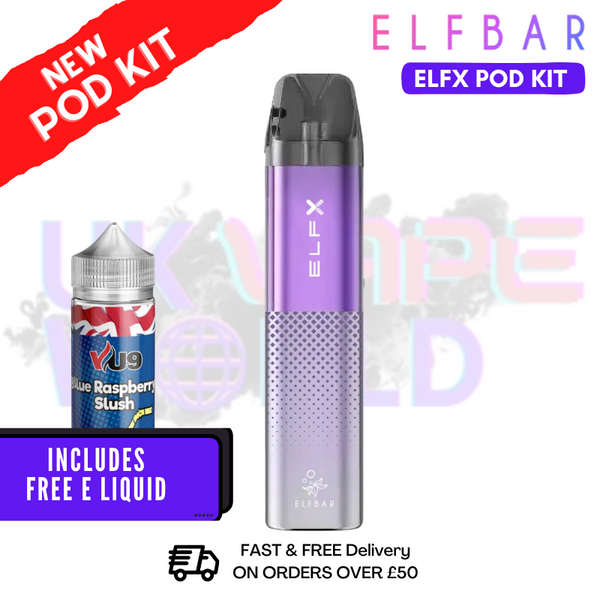 Buy Online Purple Elf Bar ELFX Refillable Pod Vape Kit - UK Vape World