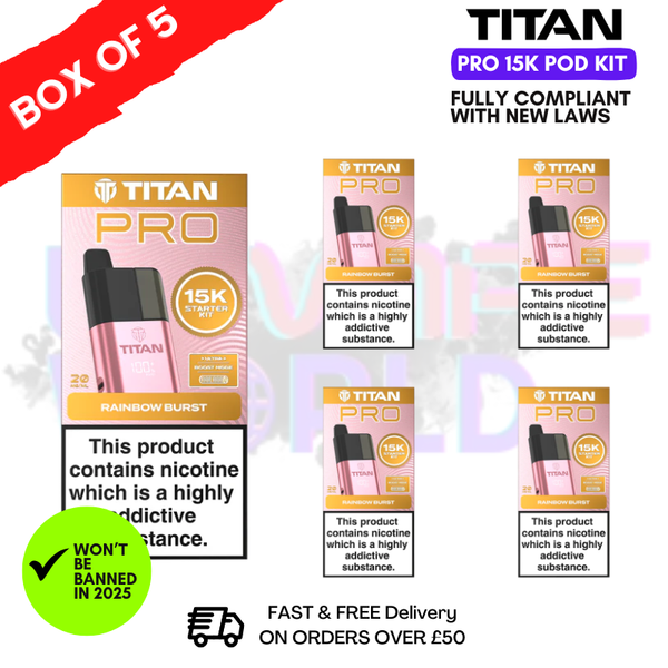 Rainbow Burst Titan Pro 15K Pod Kit Box of 5 - ukvapeworld