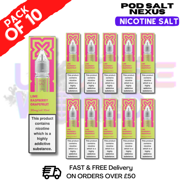 Shop Raspberry Grapefruit Pod Salt Nexus Nic Salt Box Of 10 - UK Vape World