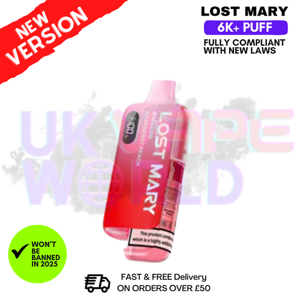 Raspberry Peach Lost Mary 6K Puff Pod Kit