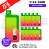 Straw Kiwi Razz pixl 8000 Kits Box Of 10 - ukvapeworld