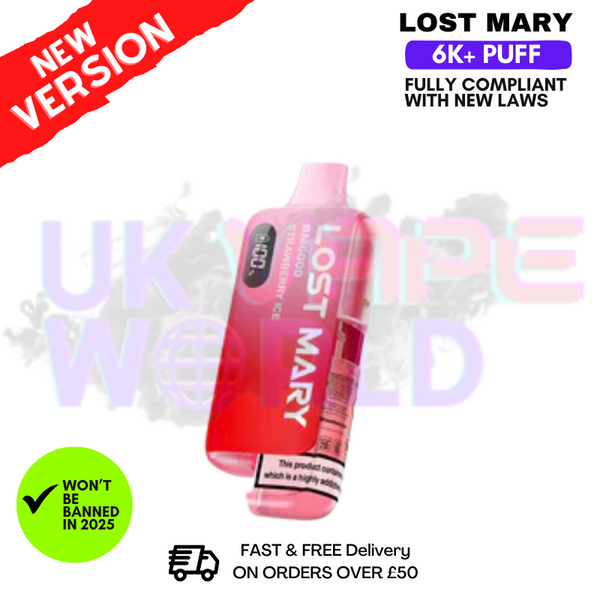 Strawberry ICE Lost Mary 6K Puff Pod Kit - Only £8.99