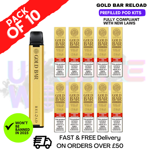 Straw Kiwi Watermelon Gold Bar Reload Prefilled Pod Kit Box of 10