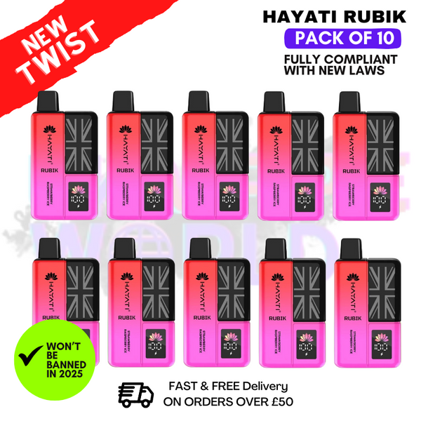 Strawberry Raspberry ICE Hayati Rubik 7K 7000 Puff Box Of 10