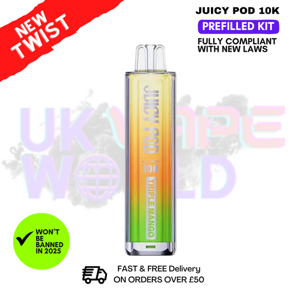 Shop Triple Mango Juicy Pod 10K NovaMax Pod Kit - £8.99 - UK Vape World