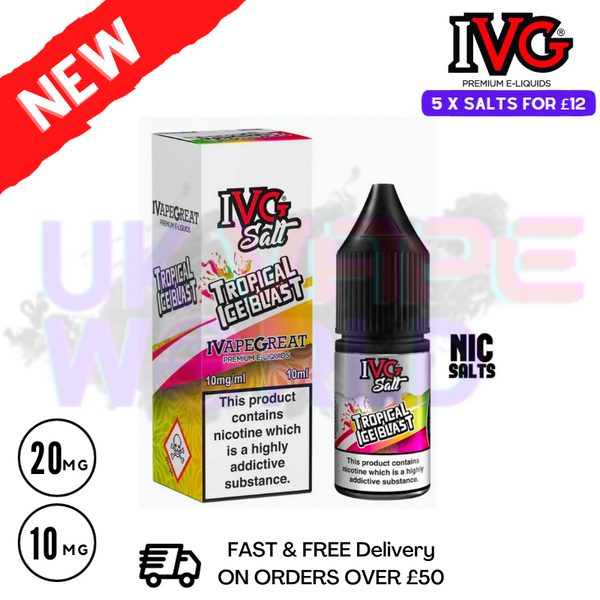 Tropical ICE Blast IVG NicSalt 10ML E-liquid This tantalizing blend of freshly-squeezed and iced fruits features distinguished notes of sweet-tart kiwi - UK Vape World