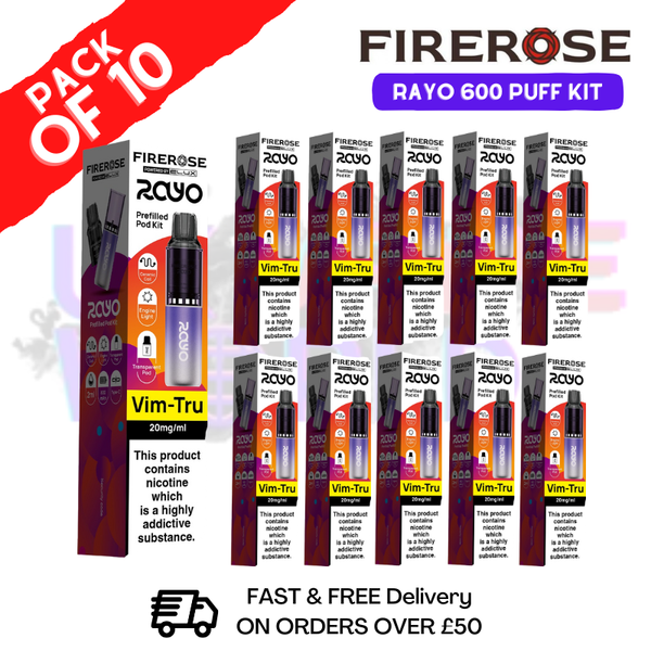 Hubba bubba Firerose 600 Puff Vape Kits Box of 10 - ukvapeworld
