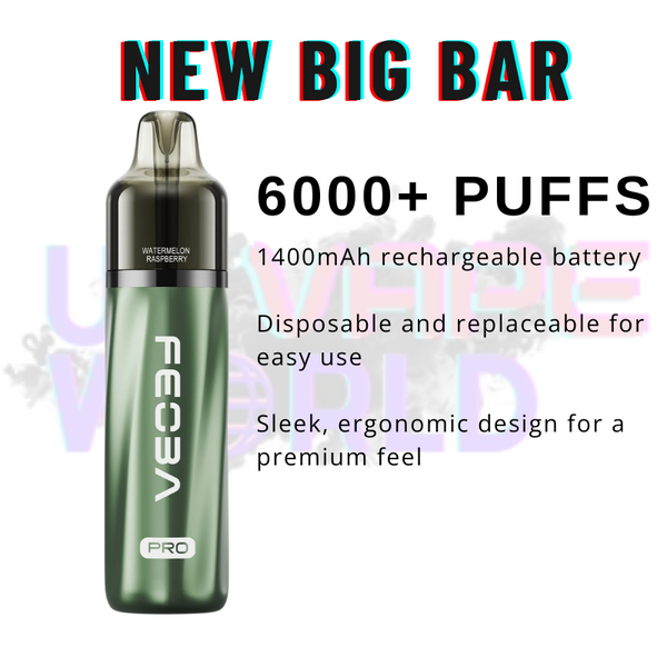 Features Of Watermelon Raspberry Feoba Pro 6000 6K Puff Pod Kit