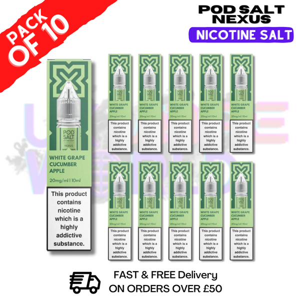 White Grape Cucumber Pod Salt Nexus Nic Salt Box Of 10