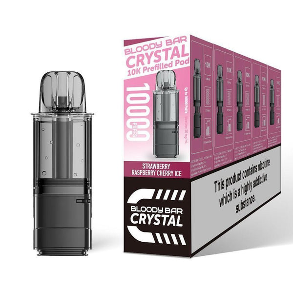 Bloody Bar Crystal 10k Replacement Pods Pack of 5 Strawberry Raspberry Cherry Ice