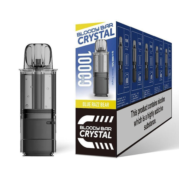 Bloody Bar Crystal 10k Replacement Pods Pack of 5 Blue Razz Bear