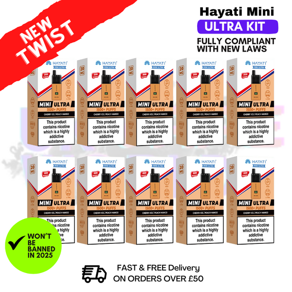 Shop Cherry Ice Hayati Mini Ultra 1500 Box Of 10 - UK Vape World