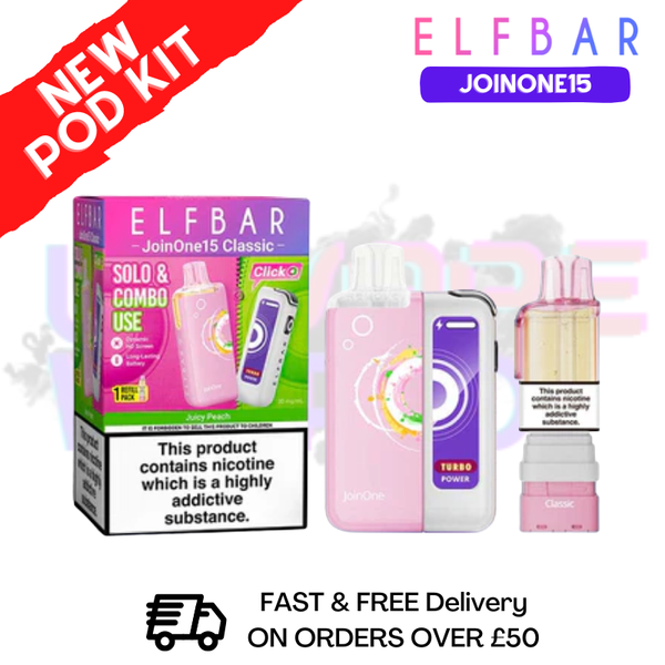 Buy Juicy Peach ELFBAR 15K JoinOne15 Pod Kit- UK Vape World