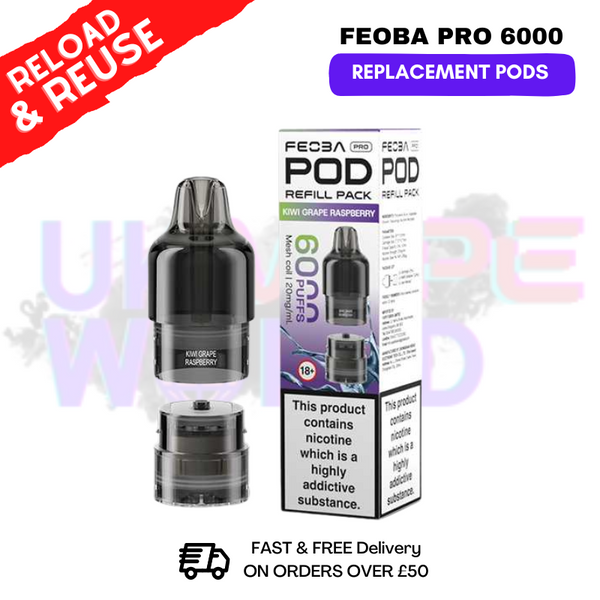 Kiwi Grape Raspberry FEOBA Pro 6000 Replacement Pods - ukvapeworld