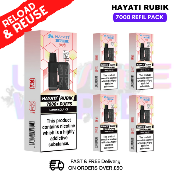 shop Lemon Cola ICE Hayati Rubik 7K Replacement Pods Box Of 5 - ukvapeworld