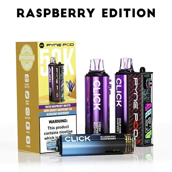 Pyne Pod Click 50k Prefilled Pod Vape Kit - Raspberry Edition - vapeukwholesale