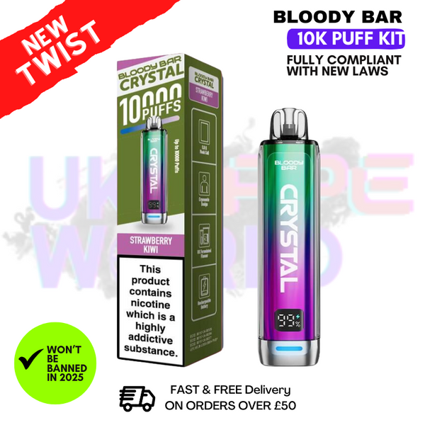 Bloody Bar Crystal Strawberry Kiwi 10K Puff Pod Kit