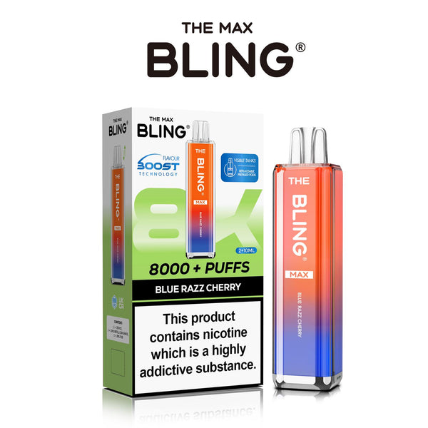 The Crystal Bling Max 8000 Prefilled Vape Pod Kit Box of 5 - Blue Razz Cherry - vapeukwholesale