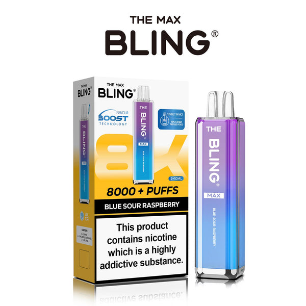 The Crystal Bling Max 8000 Prefilled Vape Pod Kit Box of 5 - Blue Sour Raspberry - vapeukwholesale